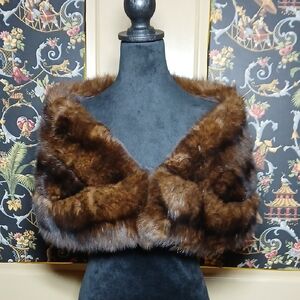🤎 Vintage Sable Fur Wrap Shawl Capelet Rich Brown Luxe Heirloom Mobwife Retro